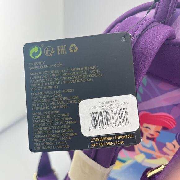 LOUNGEFLY NWT Disney Backpack + Mickey Ears, The Little Mermaid - Picture 4 of 17